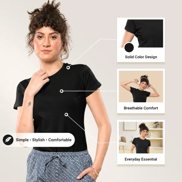 Aphro Women Casual Wear T-Shirt | Plain Cotton Half Sleeve Round Neck Top
