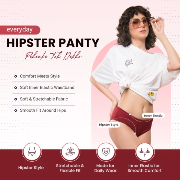 Aphro Women Solid Colour Hipster Panty | Premium Cotton Women Underwear | Soft Stretchable Mid Rise Brief Panty | Comfortable Daily Wear Innerwear for Women