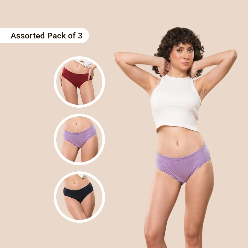 Aphro Women Solid Colour Hipster Panty | Premium Cotton Women Underwear | Soft Stretchable Mid Rise...